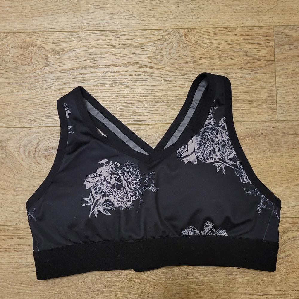 Ryu Black Floral Sports Bra